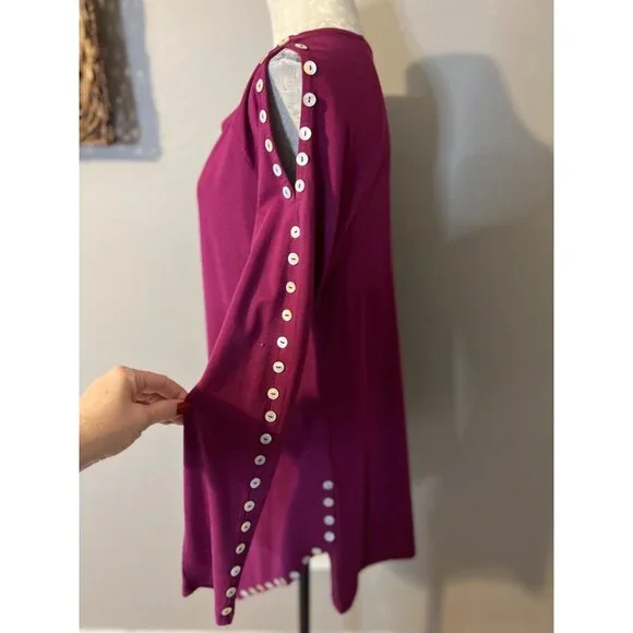 Soft Surroundings Tunic Top M Medium Dark Purple Cotton Modal Washable Fall NEW - Picture 3 of 12